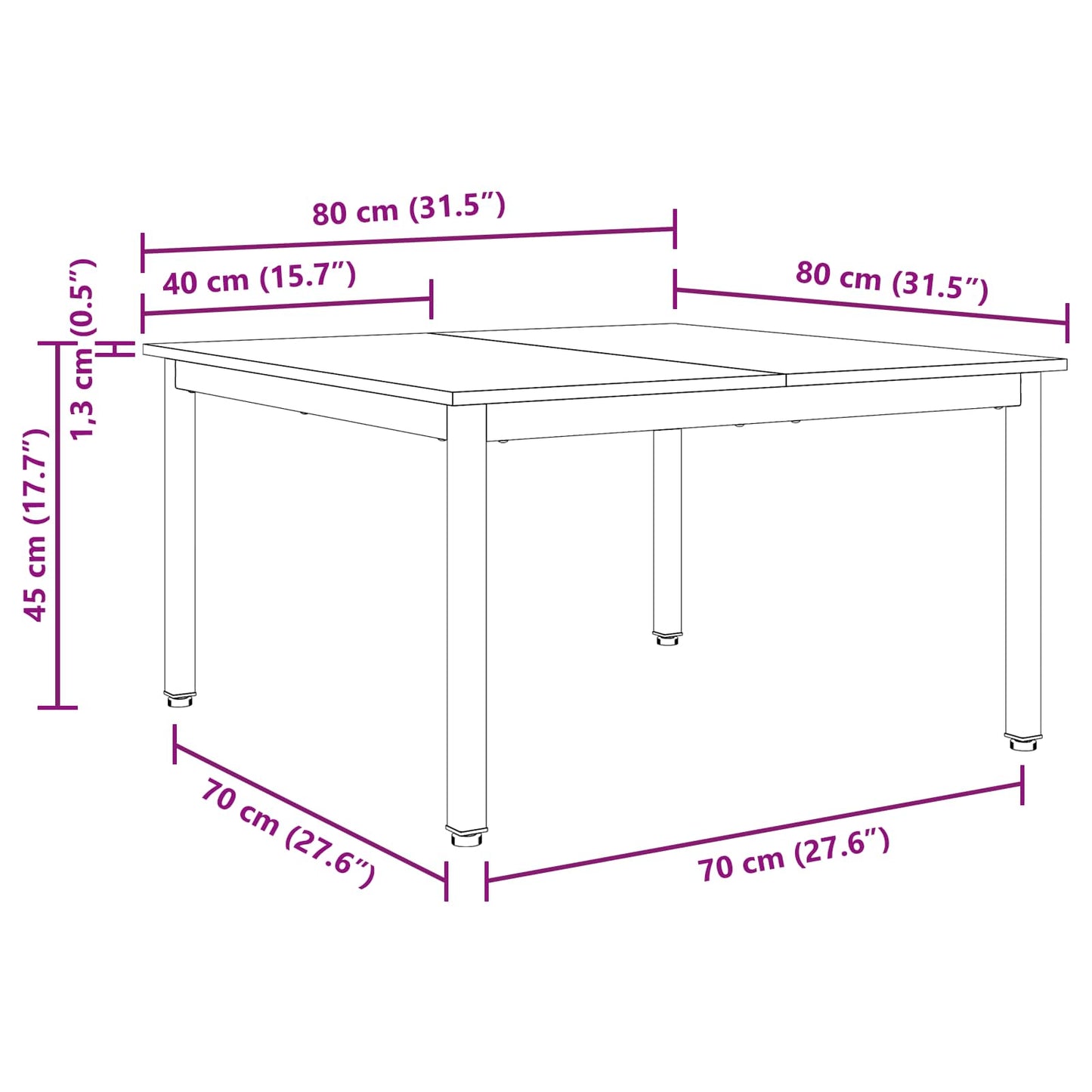 Salontafel Naturel 80 x 80 x 45 cm Massief grenenhout