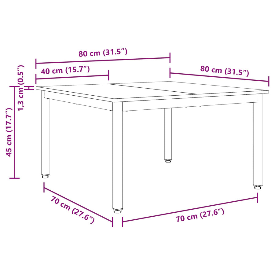 Salontafel Naturel 80 x 80 x 45 cm Massief grenenhout