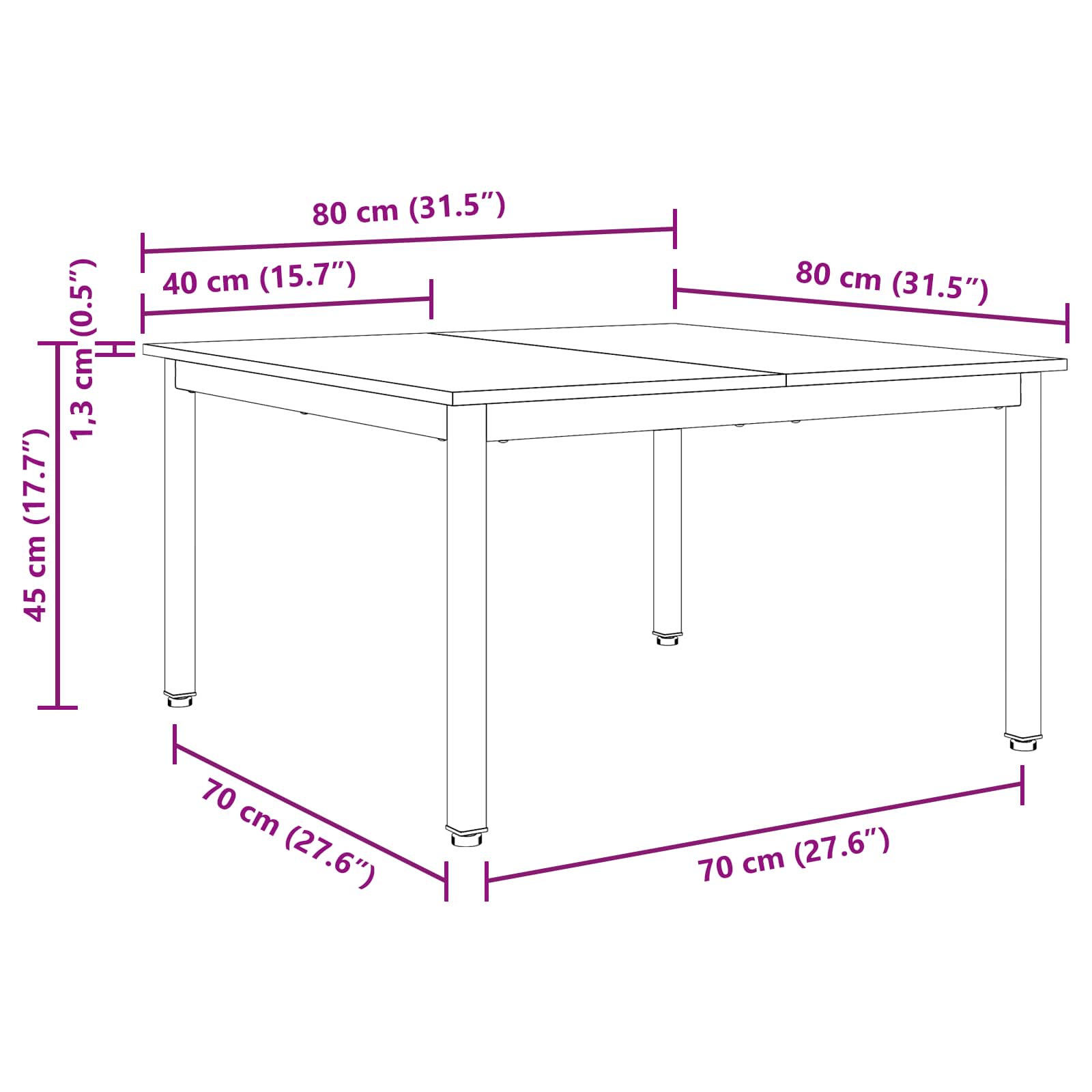 Salontafel Wit 80 x 80 x 45 cm Massief grenenhout