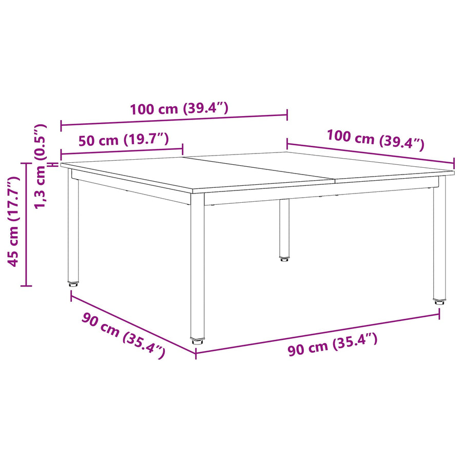 Salontafel Naturel 100 x 100 x 45 cm Massief grenenhout