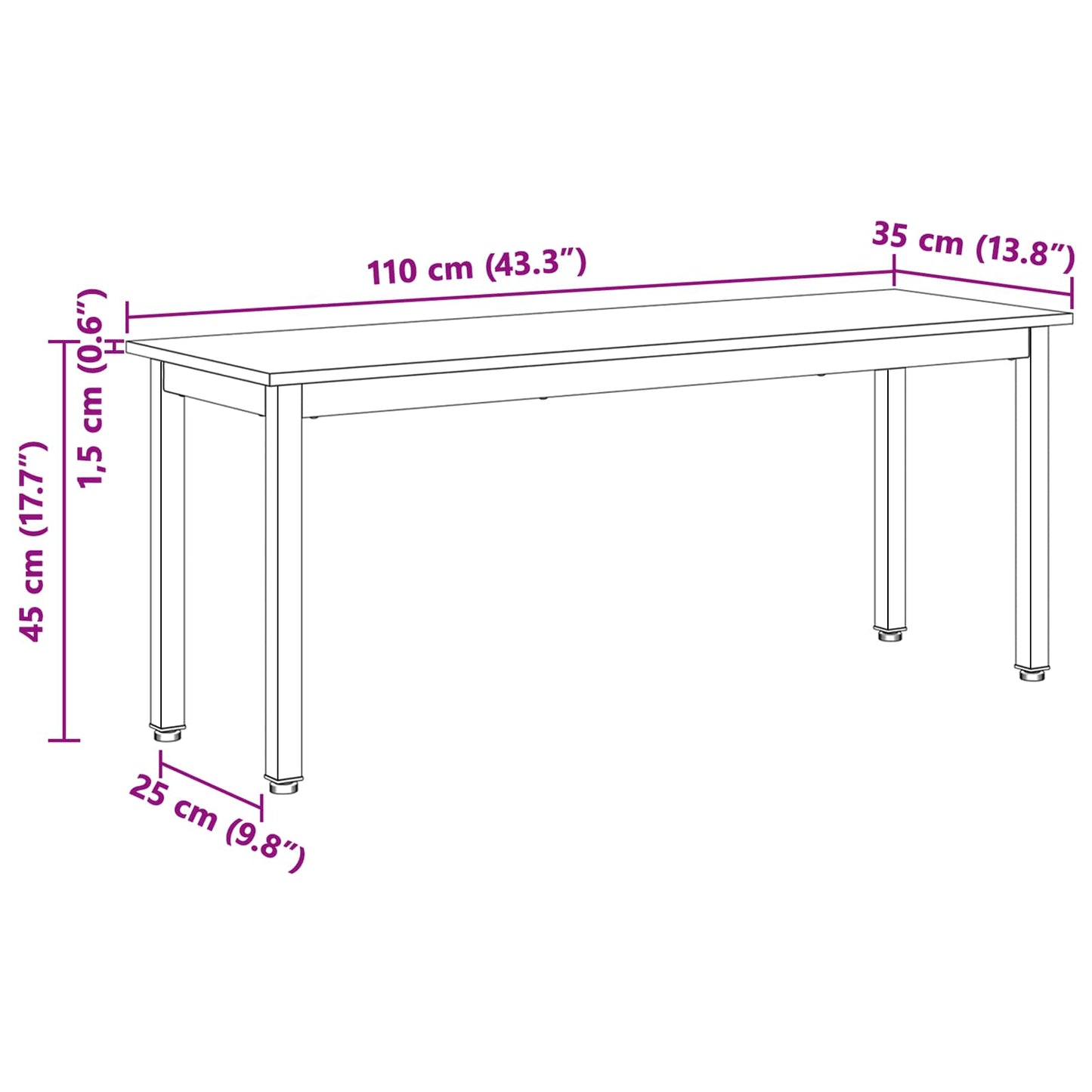 Bank Naturel 110 x 35 x 45 cm Massief grenenhout