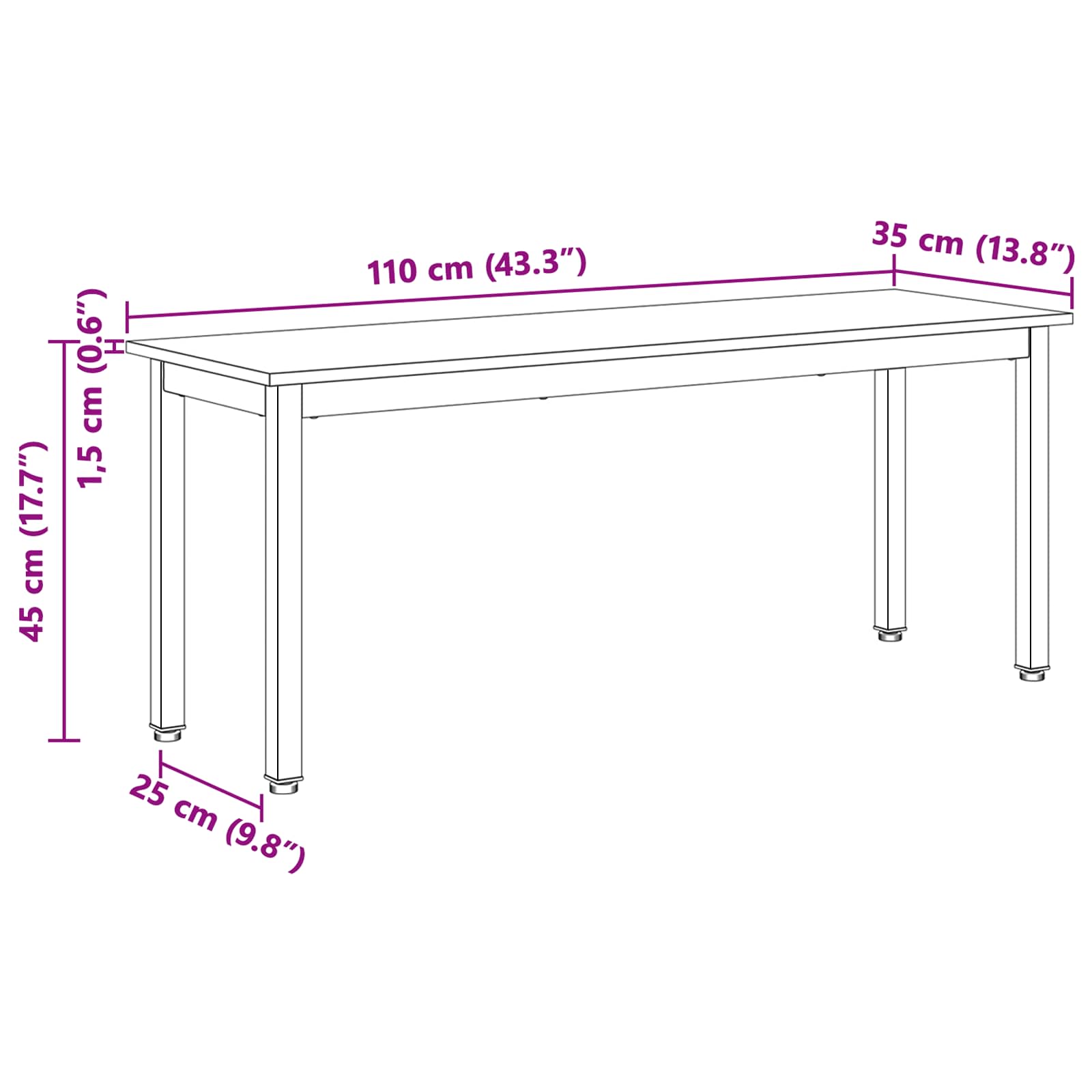 Bank Naturel 110 x 35 x 45 cm Massief grenenhout
