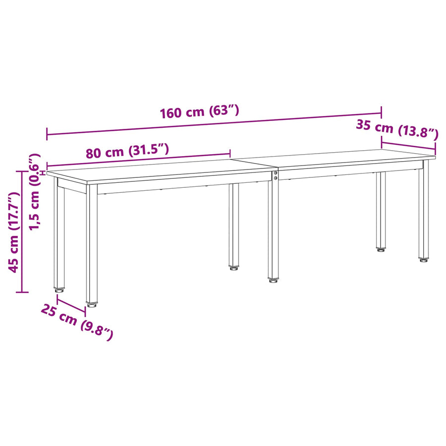 Bank Naturel 160 x 35 x 45 cm Massief grenenhout