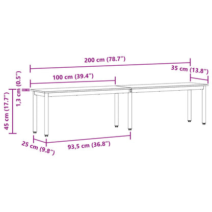 Bank Wit 200 x 35 x 45 cm Massief grenenhout