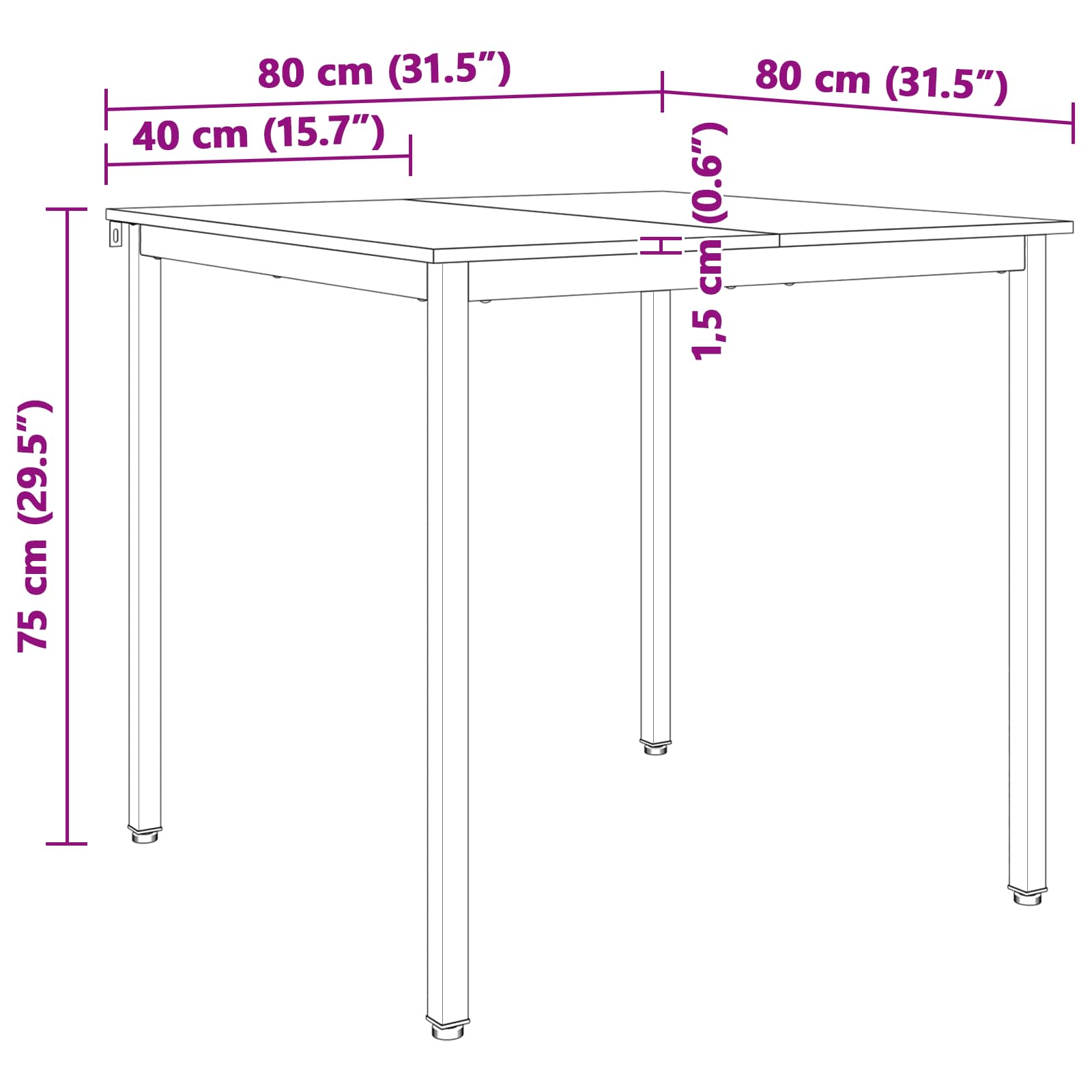 Eettafel Naturel 80 x 80 x 75 cm Massief grenenhout