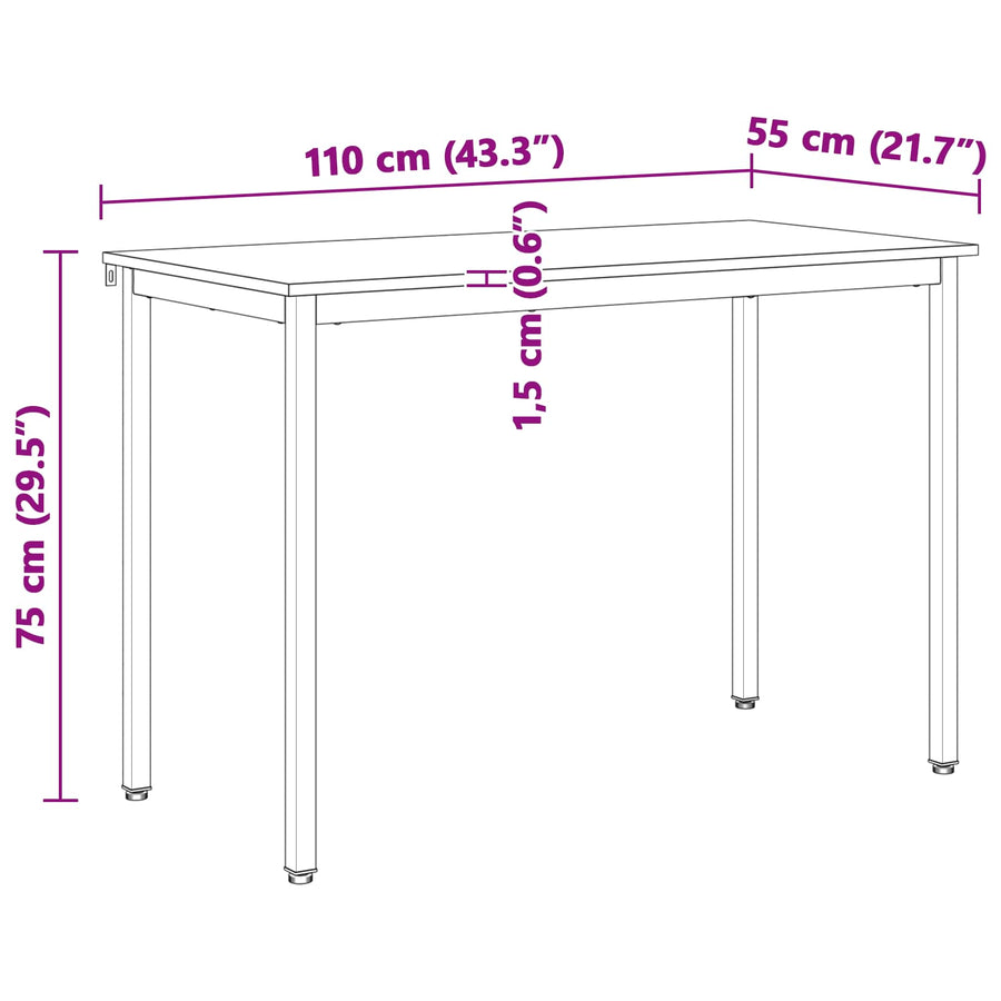 Eettafel Naturel 110 x 55 x 75 cm Massief grenenhout