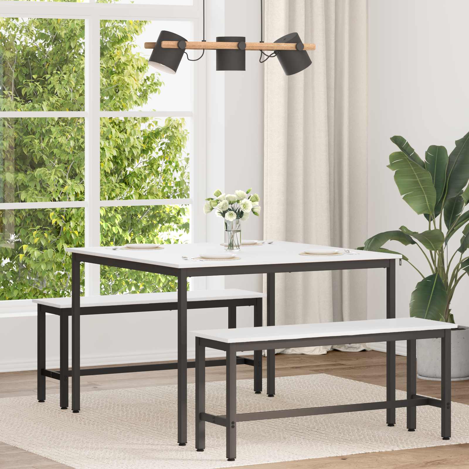 Eettafel Wit 110 x 110 x 75 cm Massief grenenhout