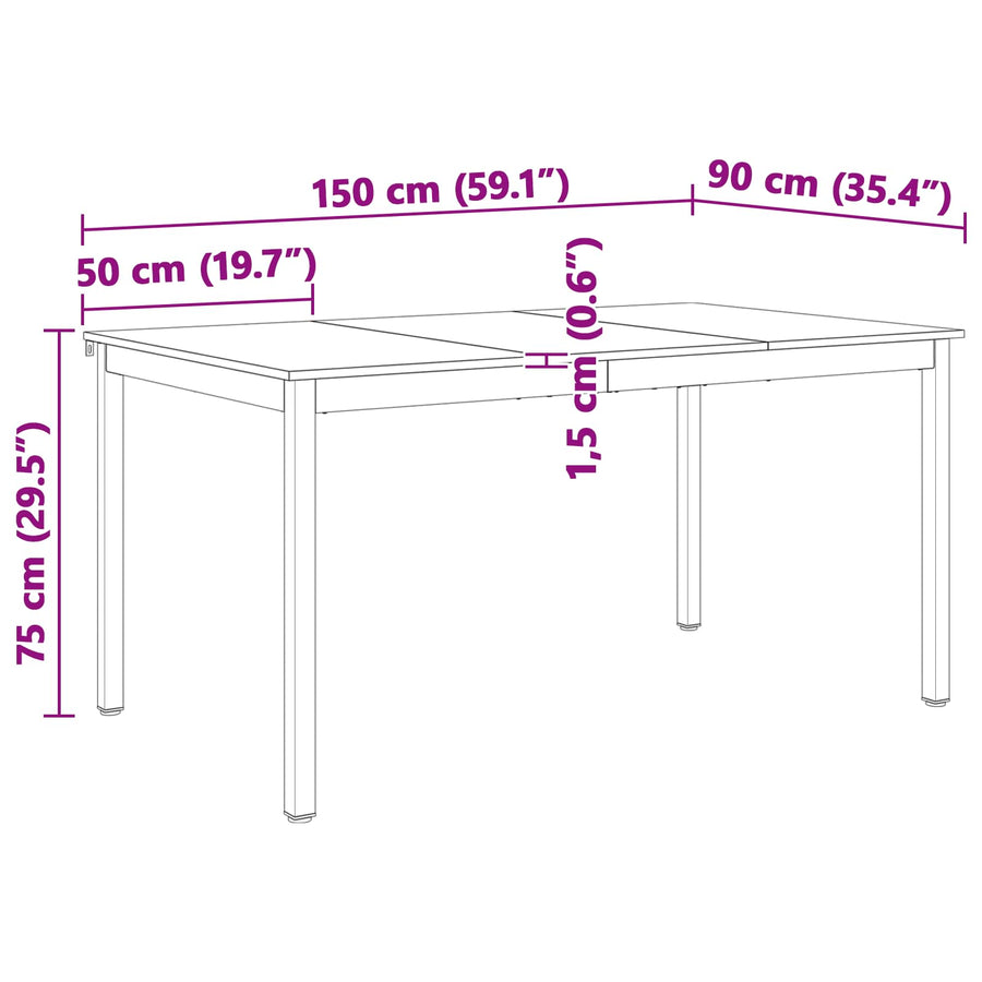 Eettafel Naturel 150 x 90 x 75 cm Massief grenenhout