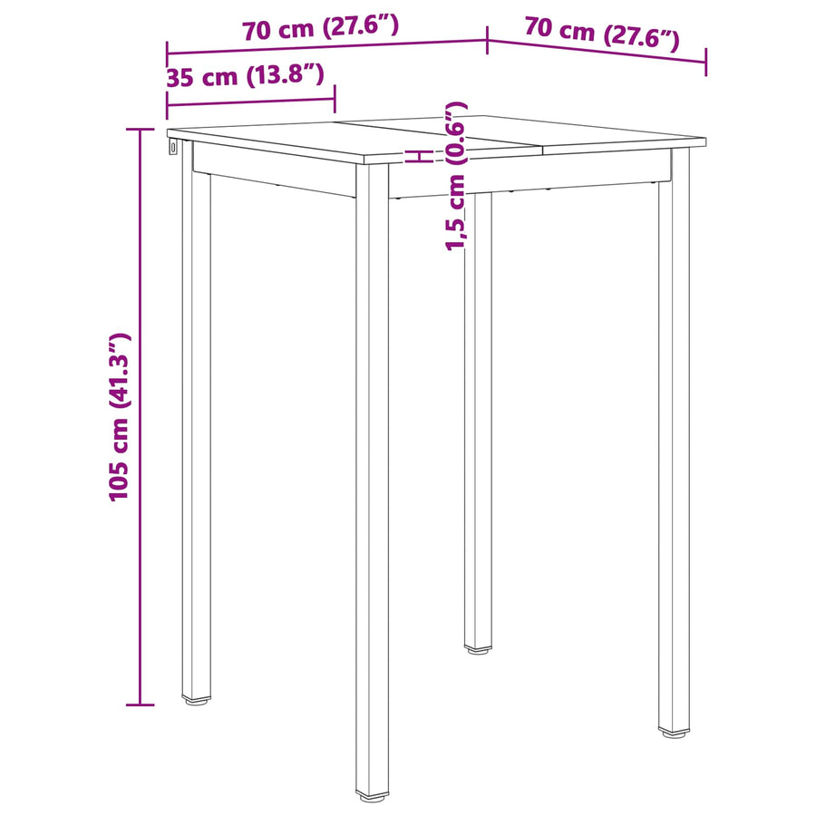 Bartafel Naturel 110 x 55 x 105 cm Massief grenenhout