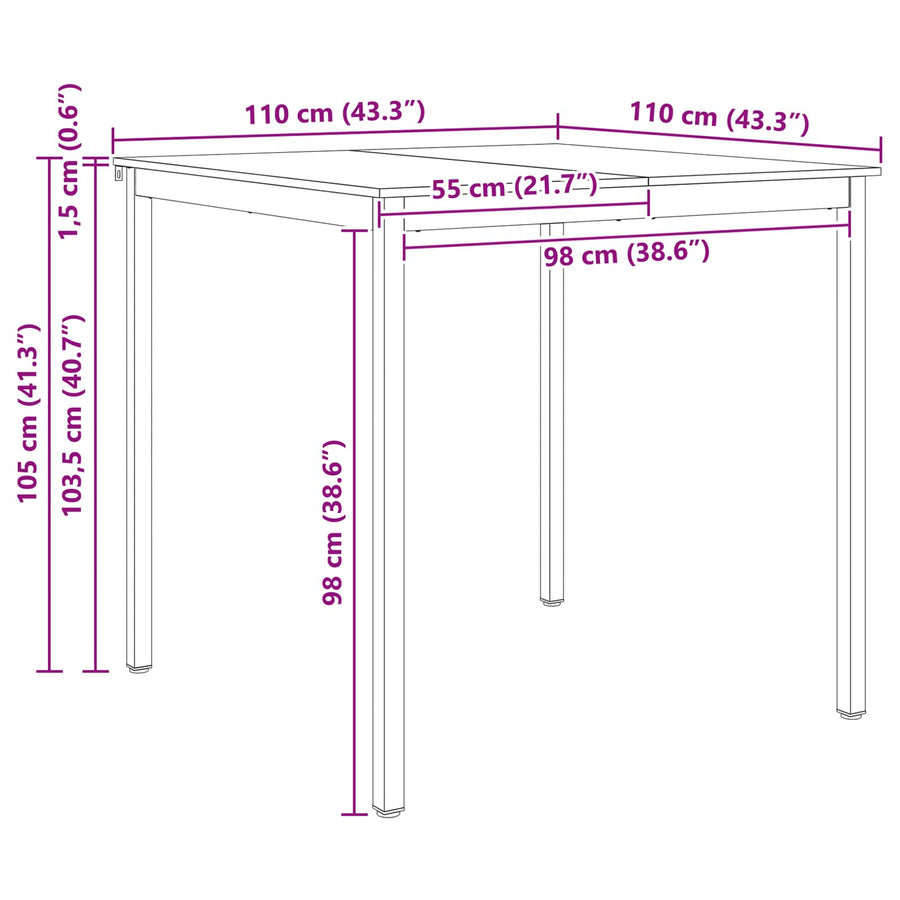 Bartafel Naturel 110 x 55 x 105 cm Massief grenenhout