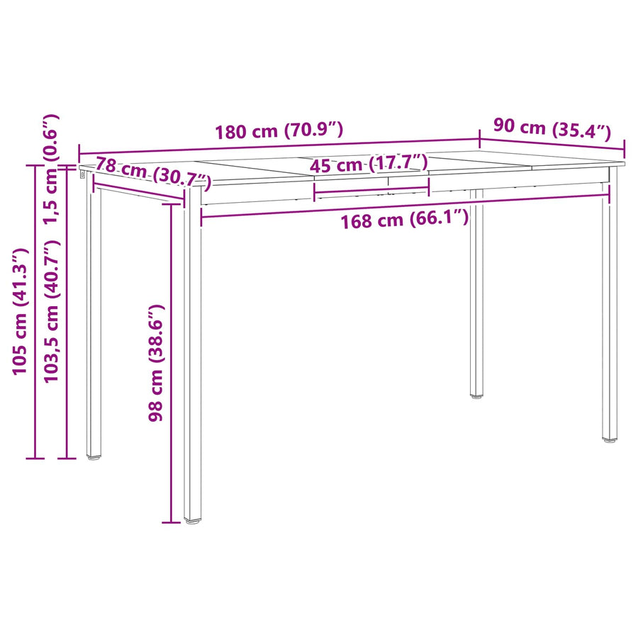 Bartafel Naturel 110 x 55 x 105 cm Massief grenenhout