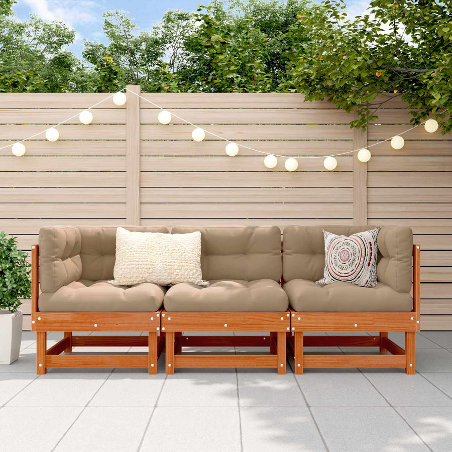 Sectie Sofa Eenheden 3 Stuk Waskleur Bruin Massief Vurenhout Was bruin pijnboom 2x hoek + midden