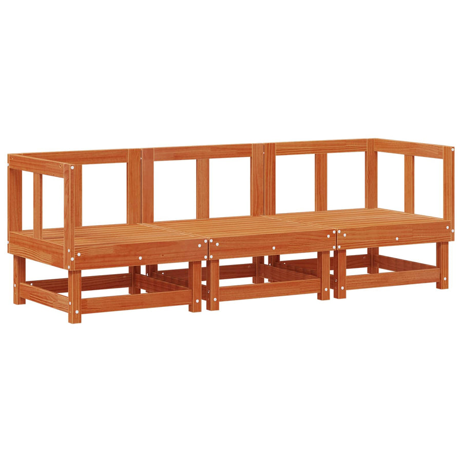 Sectie Sofa Eenheden 3 Stuk Waskleur Bruin Massief Vurenhout Was bruin pijnboom 2x hoek + midden