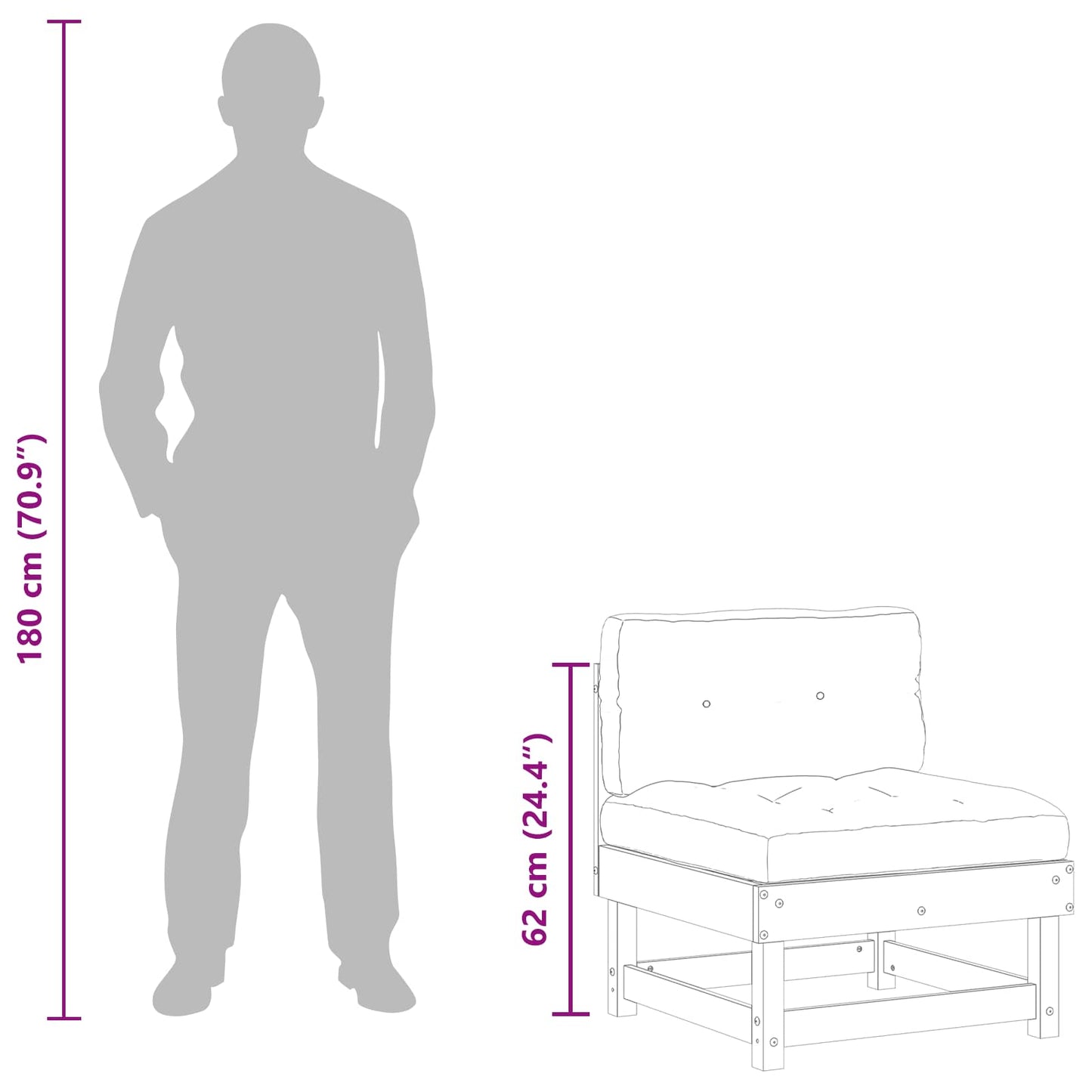 3 Stuk Sectie Sofa Eenheden Massief Vurenhout Waskleur Bruin Was bruin pijnboom Middenbank