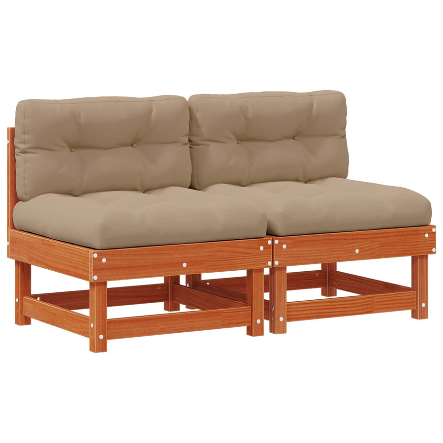 2 Stuk Sectie Sofa Eenheden Massief Vurenhout Was bruin pijnboom 2x midden