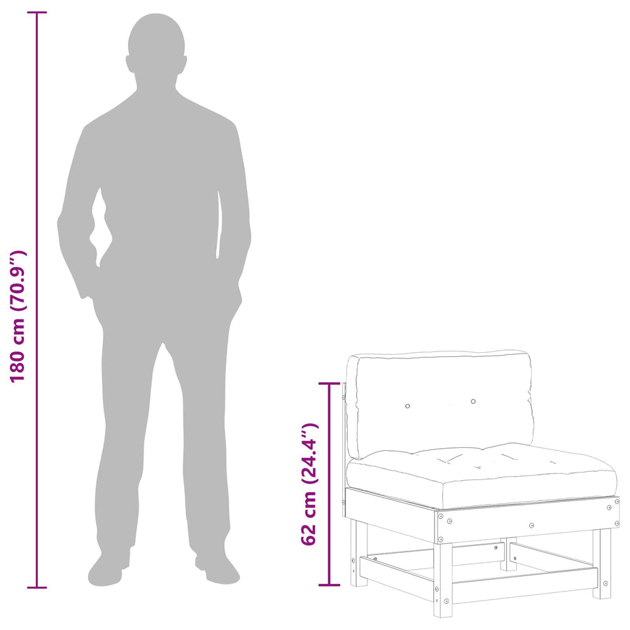 2 Stuk Sectie Sofa Eenheden Massief Vurenhout Was bruin pijnboom 2x midden
