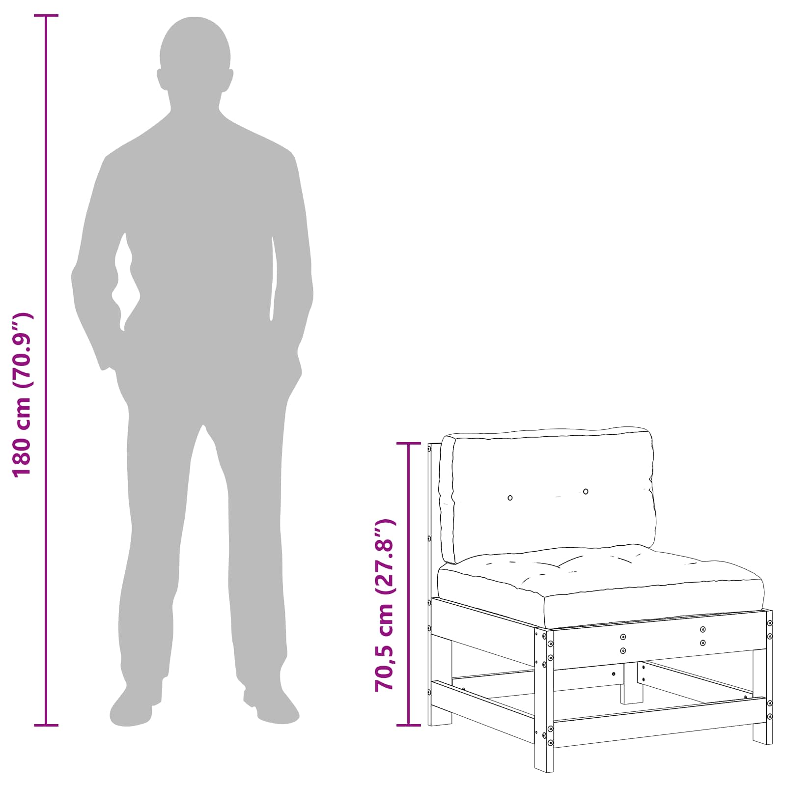 Tuin Midden Sofa Massief grenenhout Wasbruin