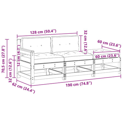 Sectie Sofa Eenheden Waskleur Bruin 190 x 62 x 70,5cm