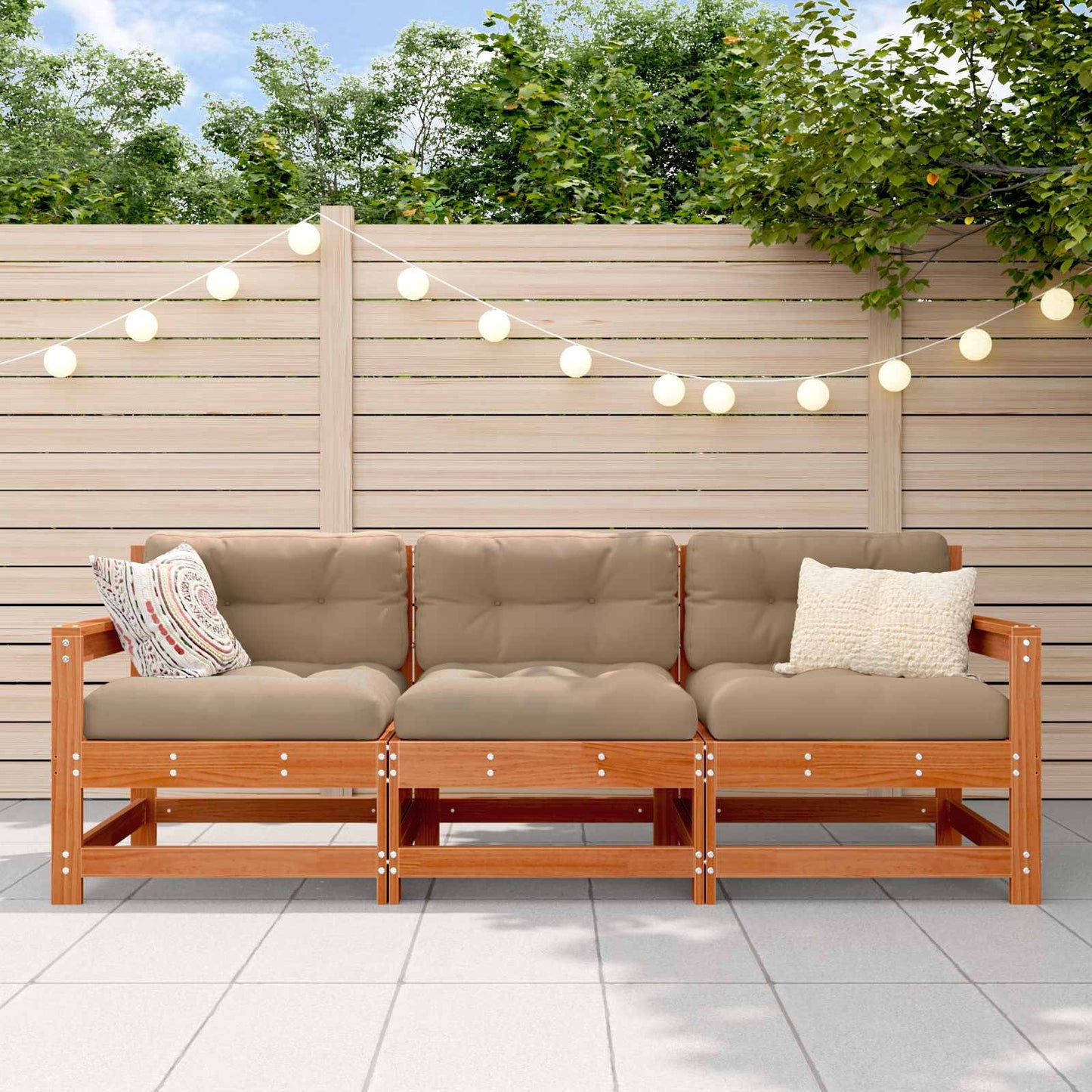 Sectie Sofa Eenheden 3 Stuk Wasbruin Massief grenenhout