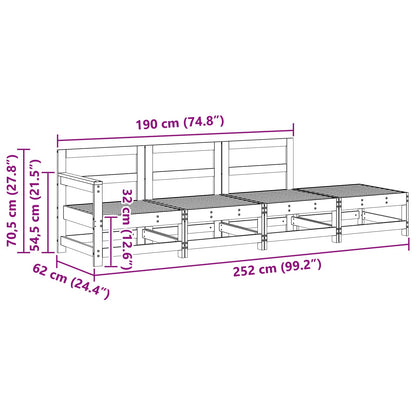 Sectie Sofa Eenheden Wasbruin 252 x 62 x 70,5 cm