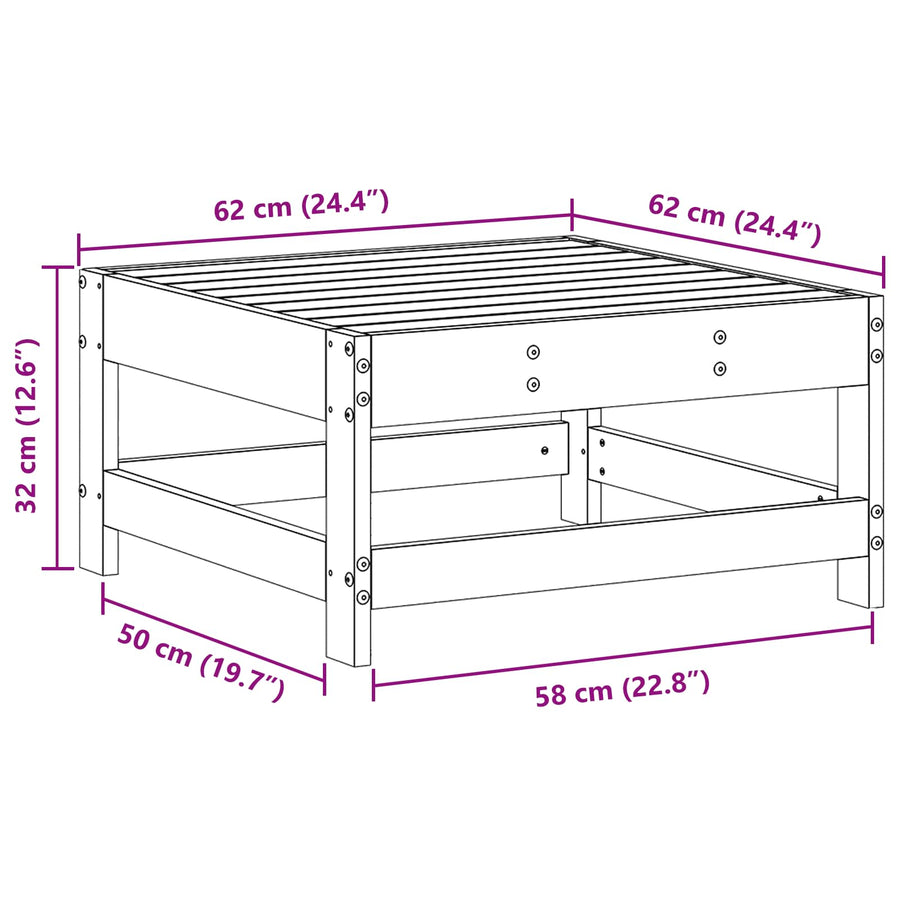 Tuinvoetsteun Massief grenenhout Wasbruin 62 x 62 x 32 cm