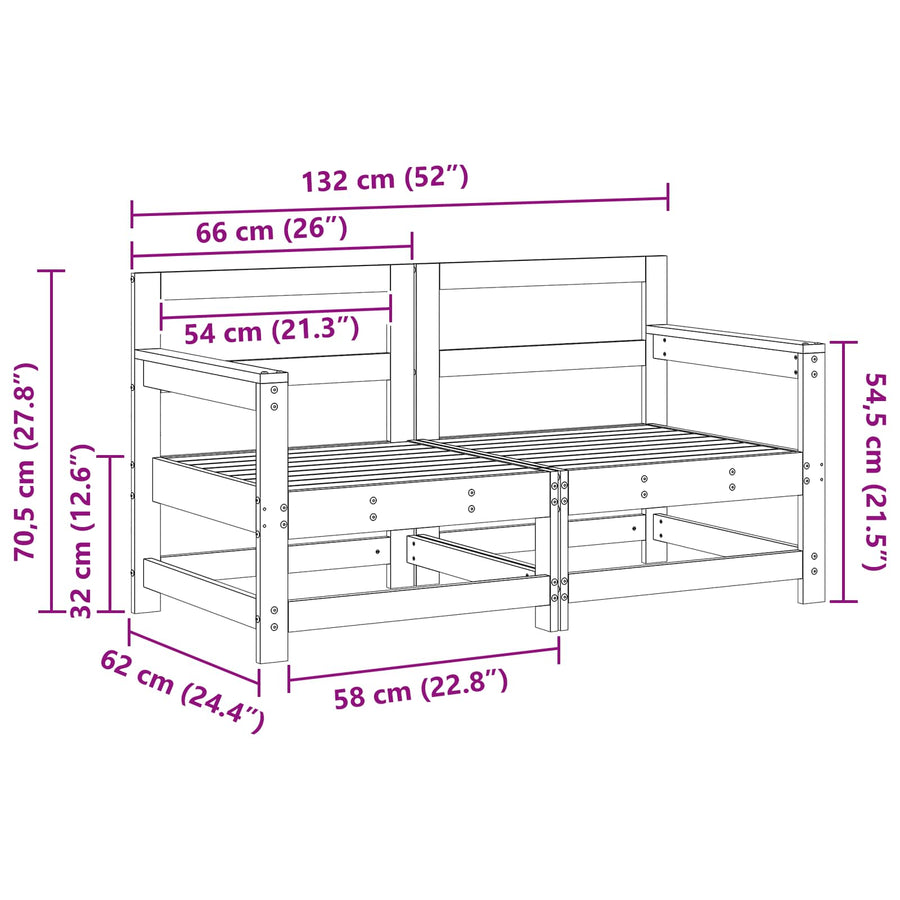 Tuin hoekbank Massief grenenhout Wasbruin 132 x 62 x 70,5 cm