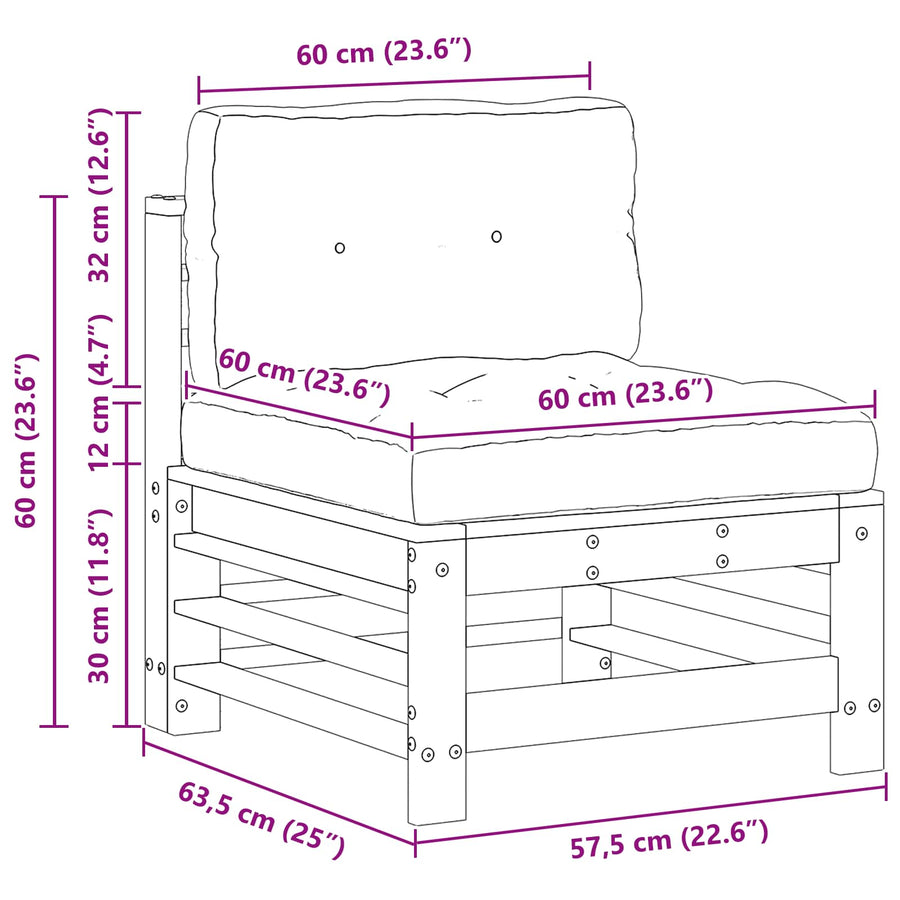 Tuin Midden Sofa Massief grenenhout Wasbruin