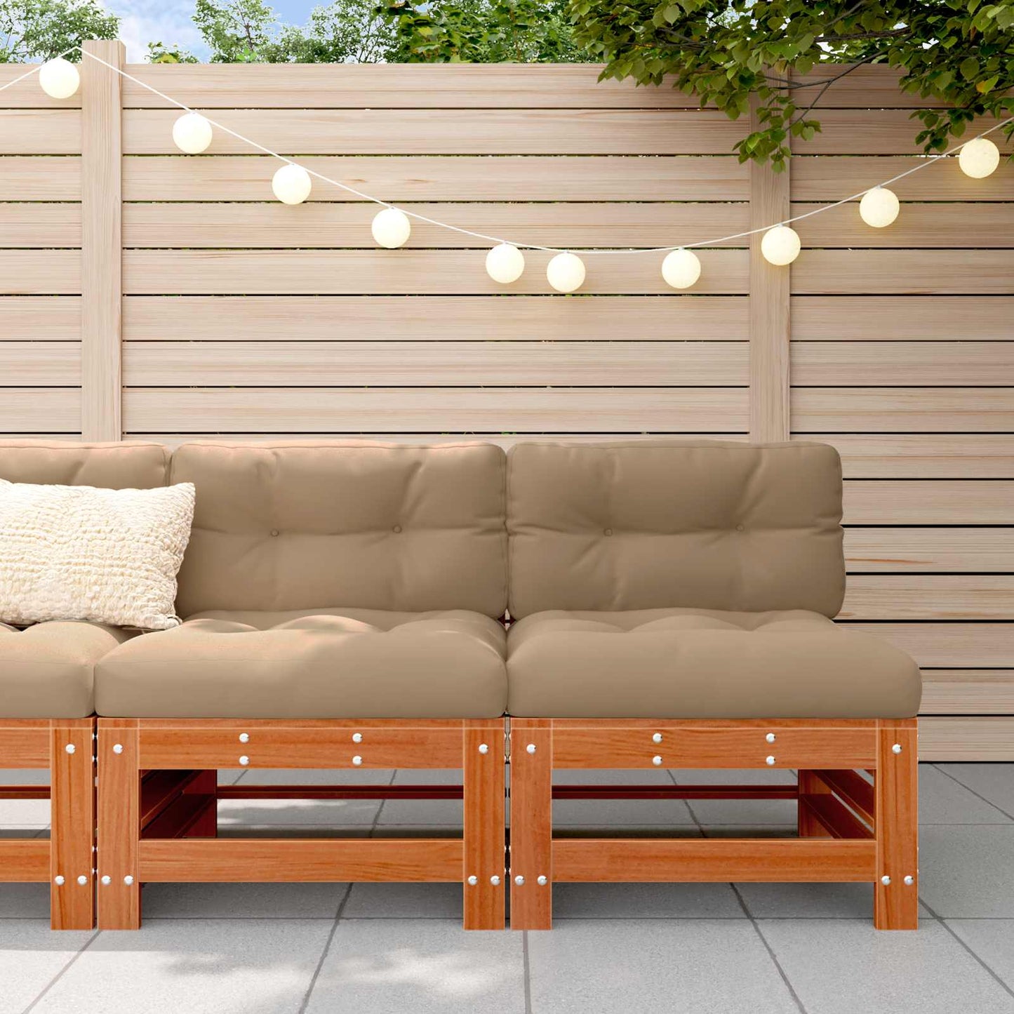 Tuin Midden Sofa Massief grenenhout Wasbruin