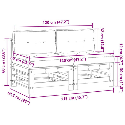 Tuin Midden Sofa Massief grenenhout Wasbruin