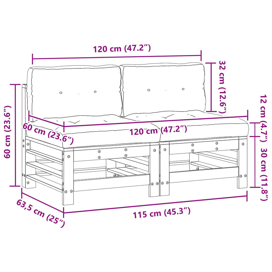Tuin Midden Sofa Massief grenenhout Wasbruin