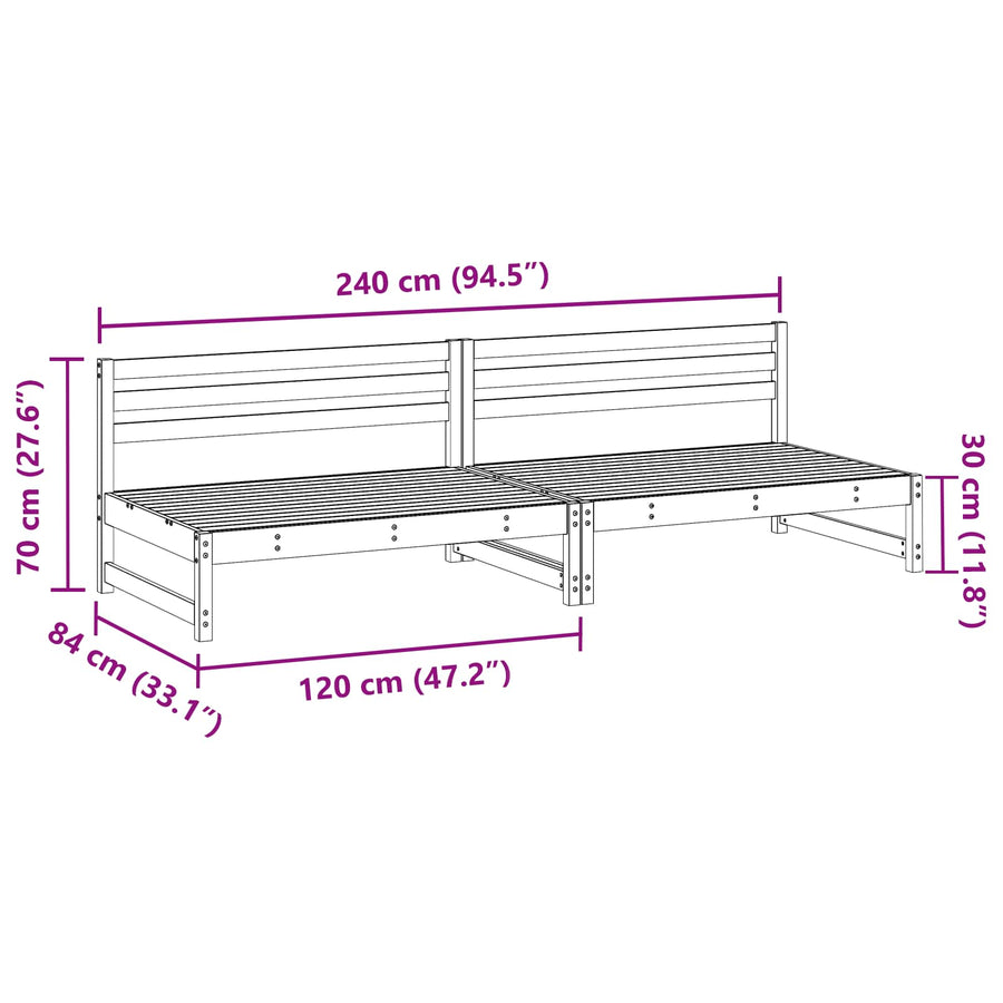 2 Stuk Sectie Sofa Eenheden Massief Vurenhout Waskleur Bruin Was bruin pijnboom Middenbank (2 st)