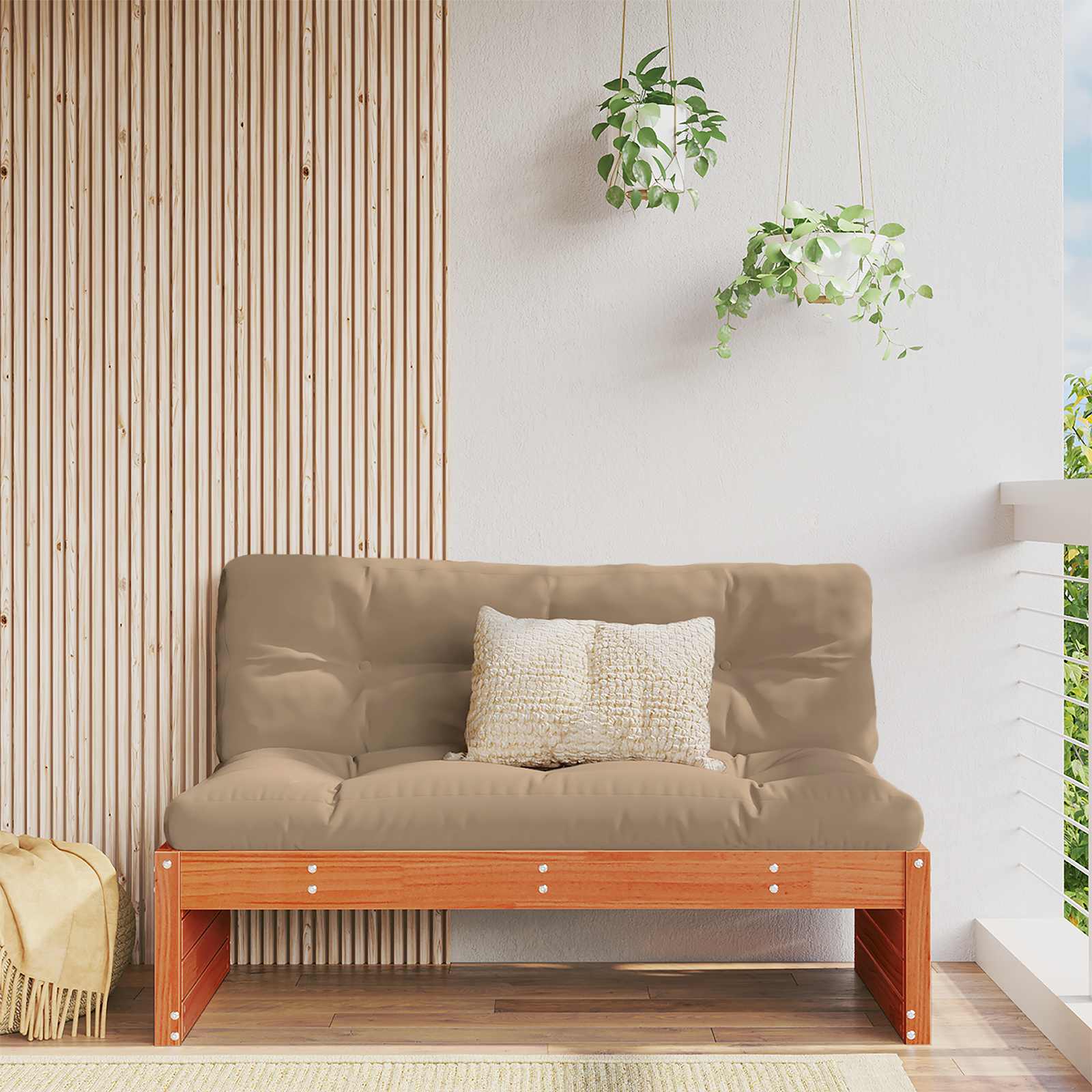 Sectie Sofa Eenheden Massief Vurenhout Waskleur Bruin Was bruin pijnboom
