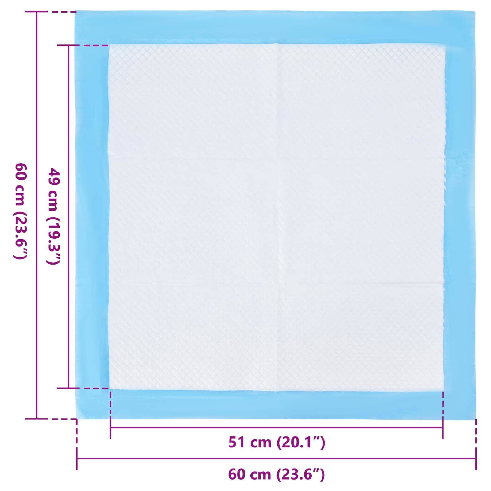 Trainingspad voor Huisdieren 50 pcs Blauw en Wit 60 x 60 cm