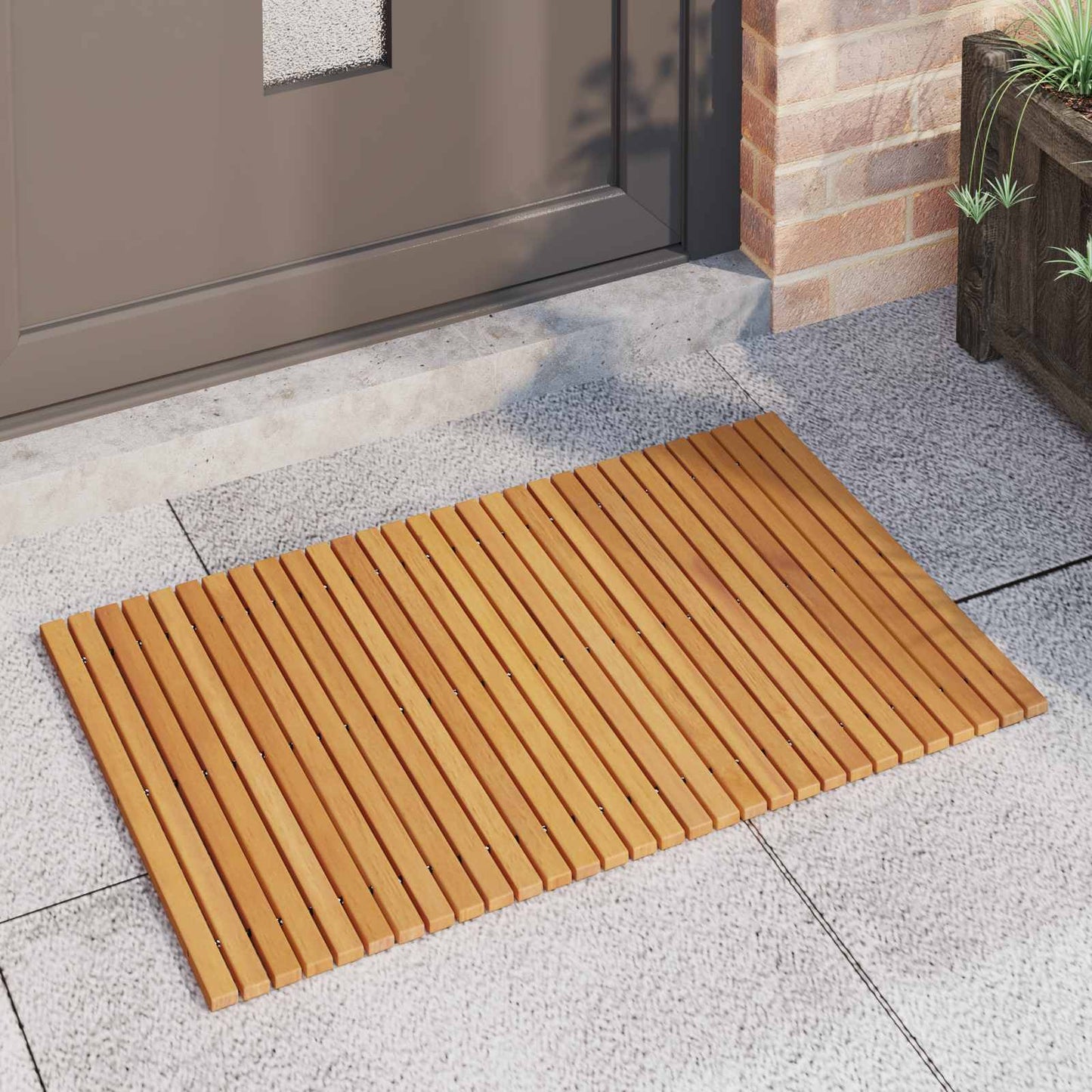 Badmat Effen Bruin 80 x 50 cm Hout