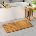 Bath Mat Solid Brown 100 x 55 cm Wood