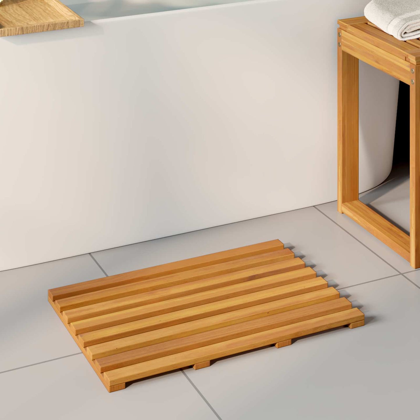 Badmat Effen Bruin 100 x 53 cm Hout