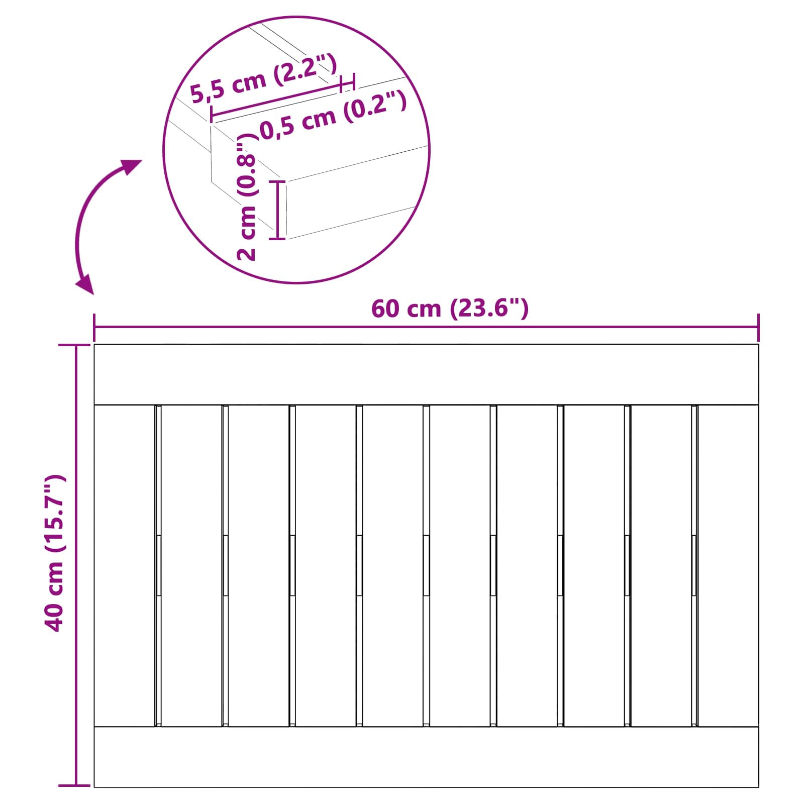Badmat Effen Bruin 60 x 40 cm Hout