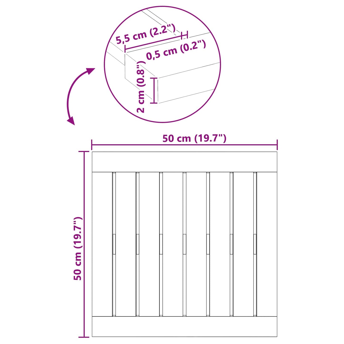 Badmat Effen Bruin 50 x 50 cm Hout