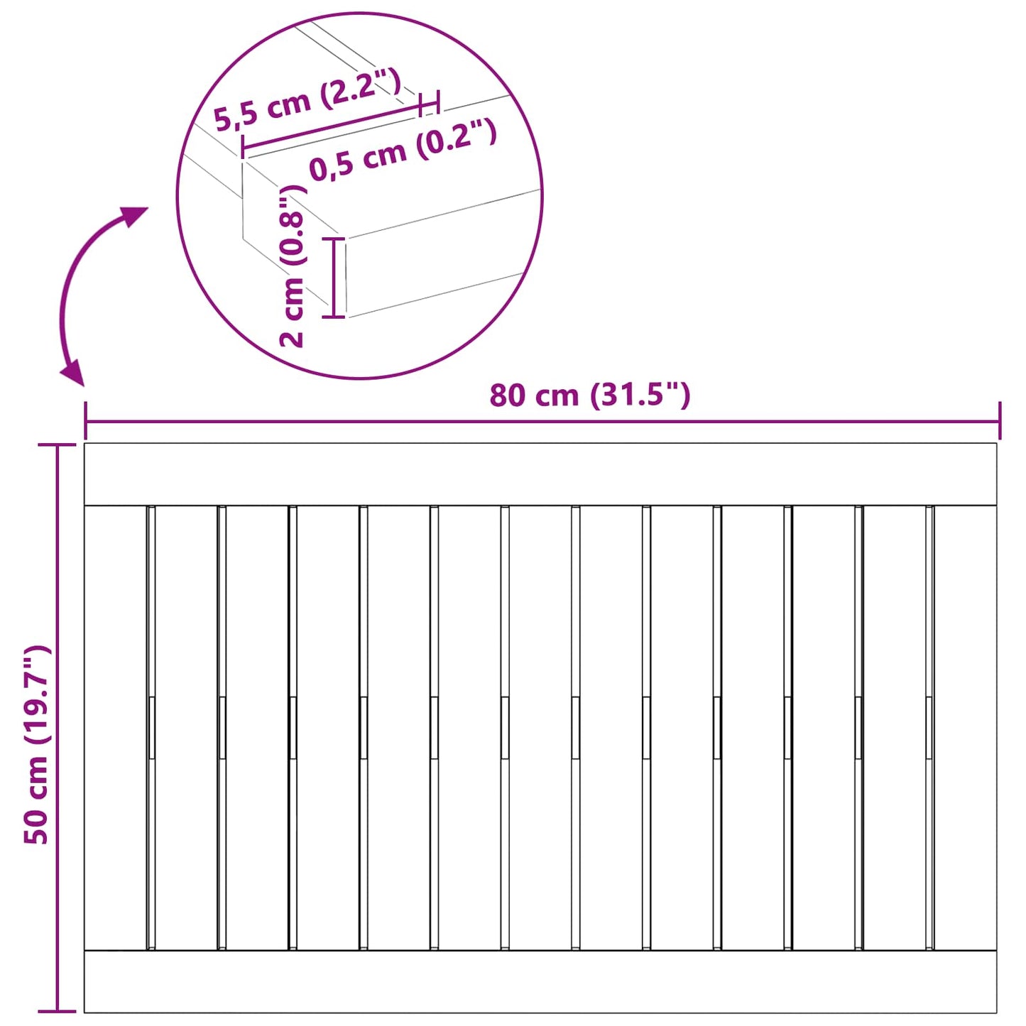 Badmat Effen Bruin 80 x 50 cm Hout