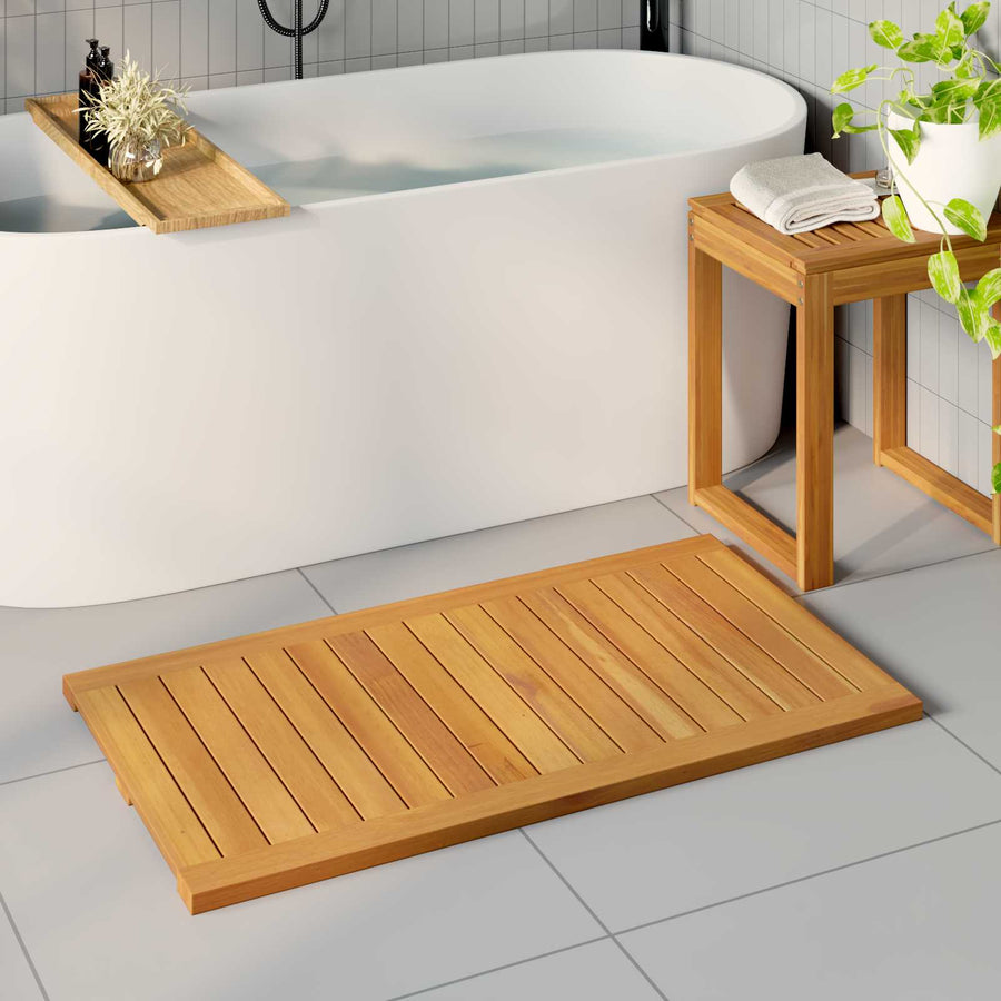 Badmat Effen Bruin 100 x 55 cm Hout