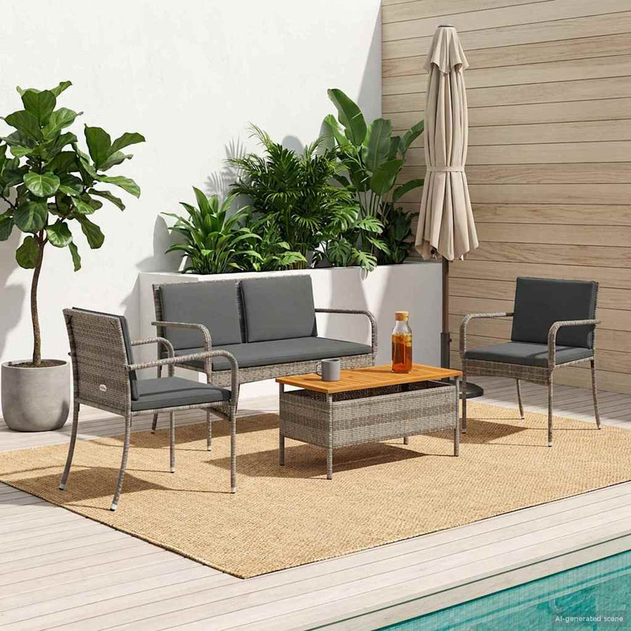 Tuin set met kussen staal