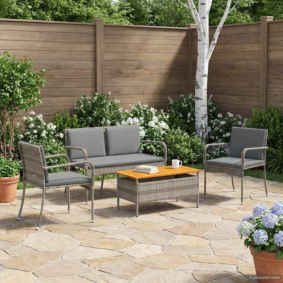 Tuin set met kussen staal