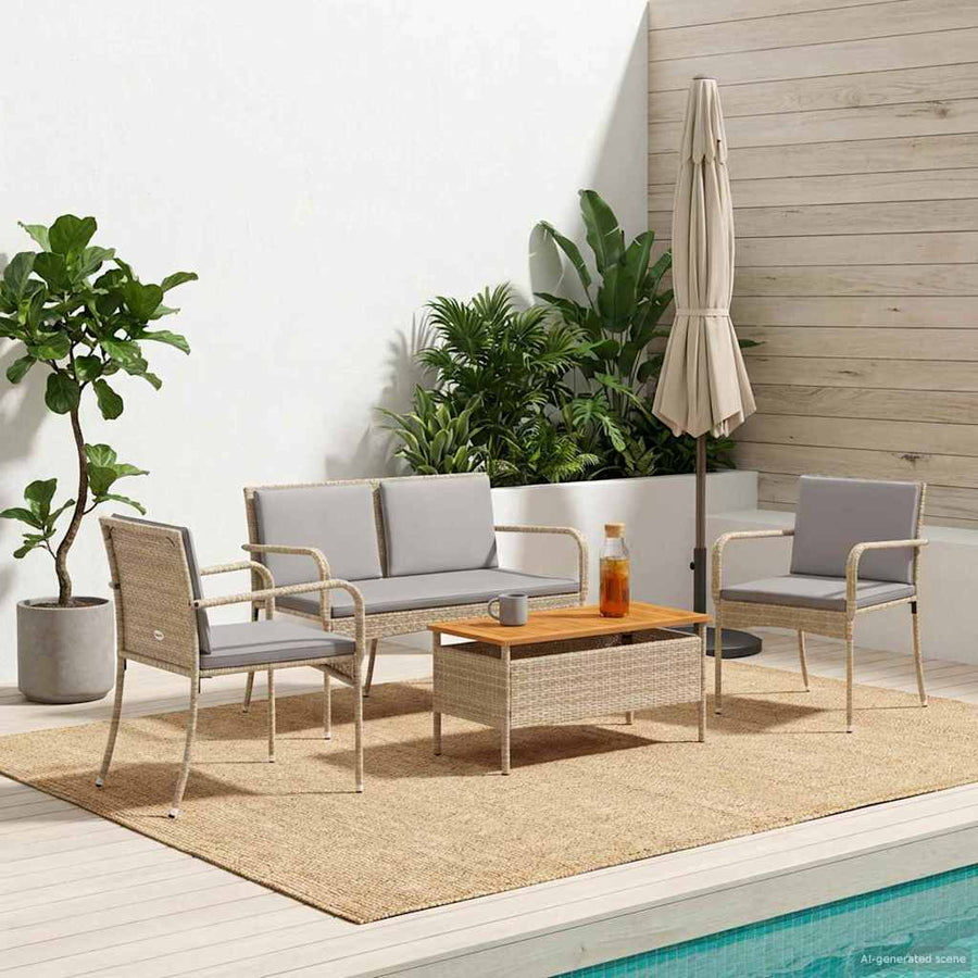 Tuin set met kussen staal