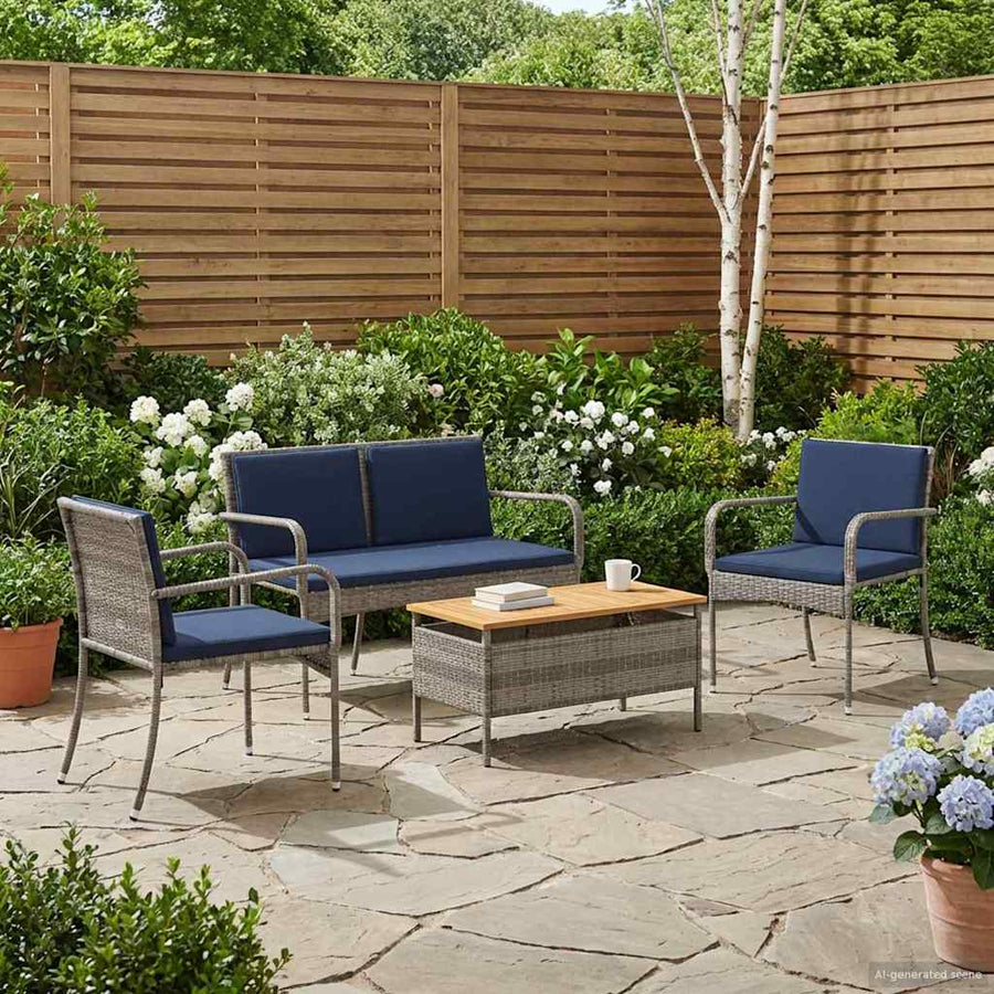Tuin set met kussen staal