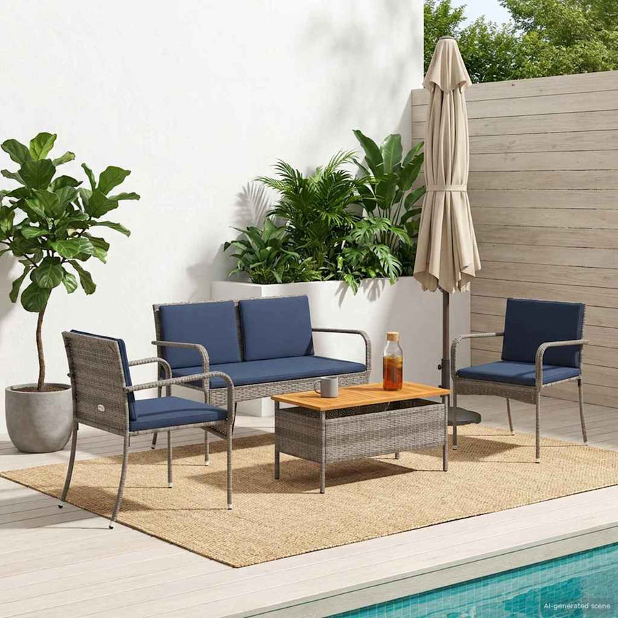Tuin set met kussen staal