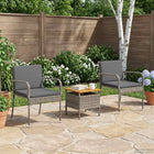 Garden Bistro Set with Cushion 3-piece Grey Poly Rattan