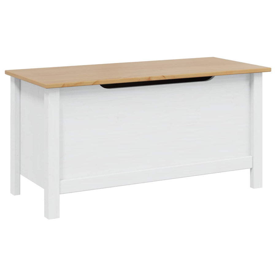 Opbergbox Wit en honingbruin 90 x 40 x 45 cm Massief Vurenhout
