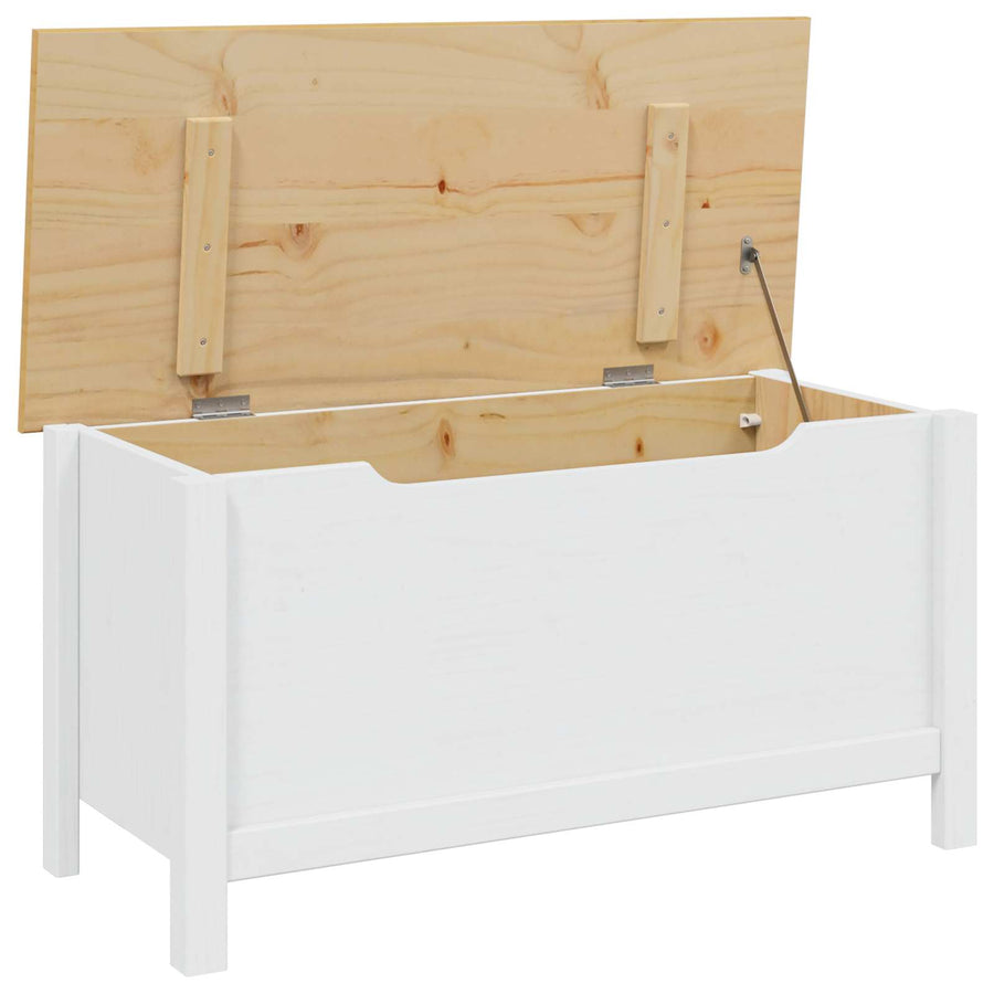 Opbergbox Wit en honingbruin 90 x 40 x 45 cm Massief Vurenhout