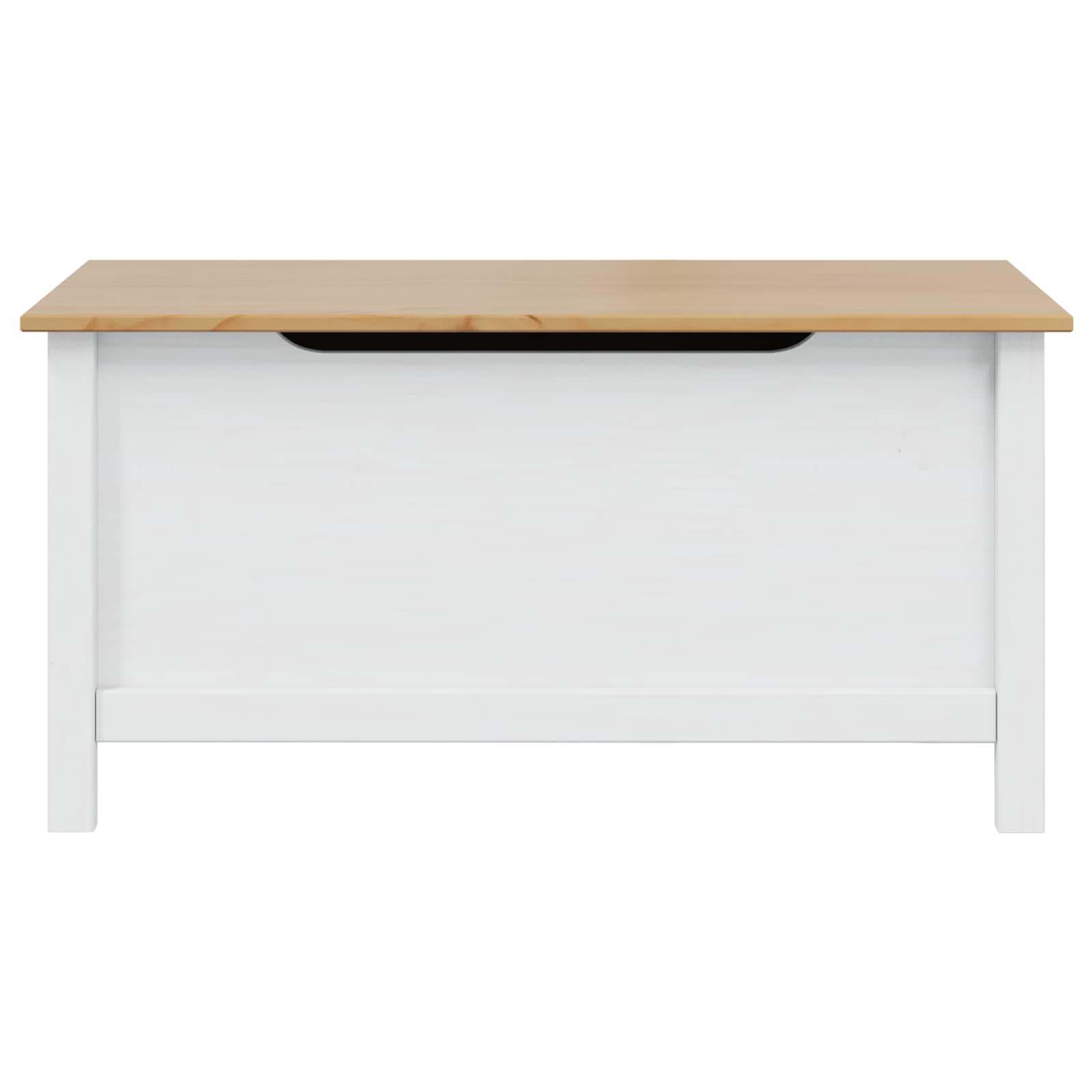 Opbergbox Wit en honingbruin 90 x 40 x 45 cm Massief Vurenhout