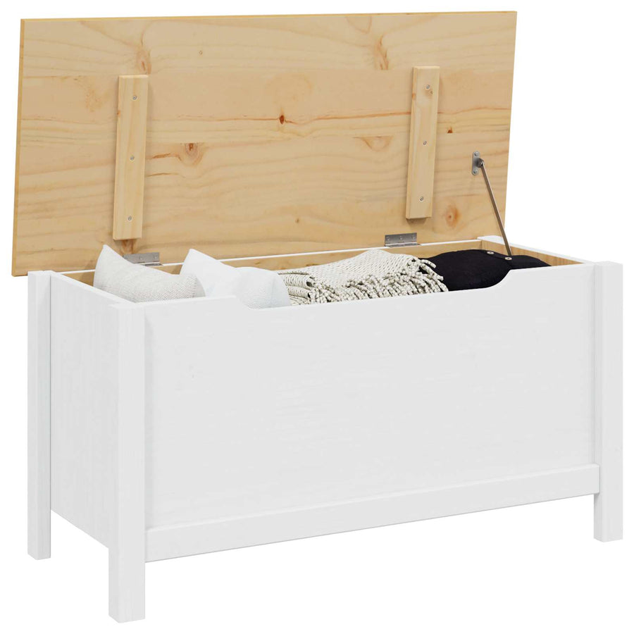 Opbergbox Wit en honingbruin 90 x 40 x 45 cm Massief Vurenhout